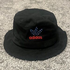 Adidas Black Bucket Hat with Red and Blue Logo
